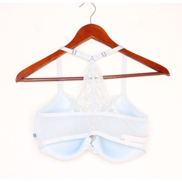 Victoria's Secret 34DD Blue Solid Push Up Lace Lightly Padded Unwired Razorback - Picture 2 of 14